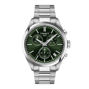 Tissot PR100 Chronograph T150.417.11.091.00 - bracciale e cassa acciaio - quadrante verde con cronografo e datario